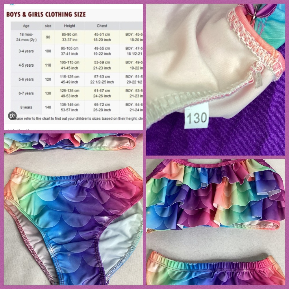 Colorful Ruffled girls Bikini Set.37 - Picture 4 of 4